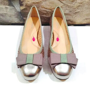 Ros Hommerson Leather Flats Trisha Pewter Box 6.5N Narrow Metallic 6.5 Boxed